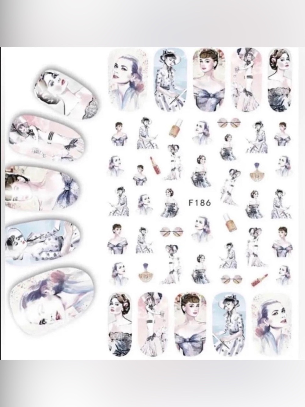 $2 AUDREY HEPBURN & Grace Kelly Nail stickers & Wraps $2 WITH ANY